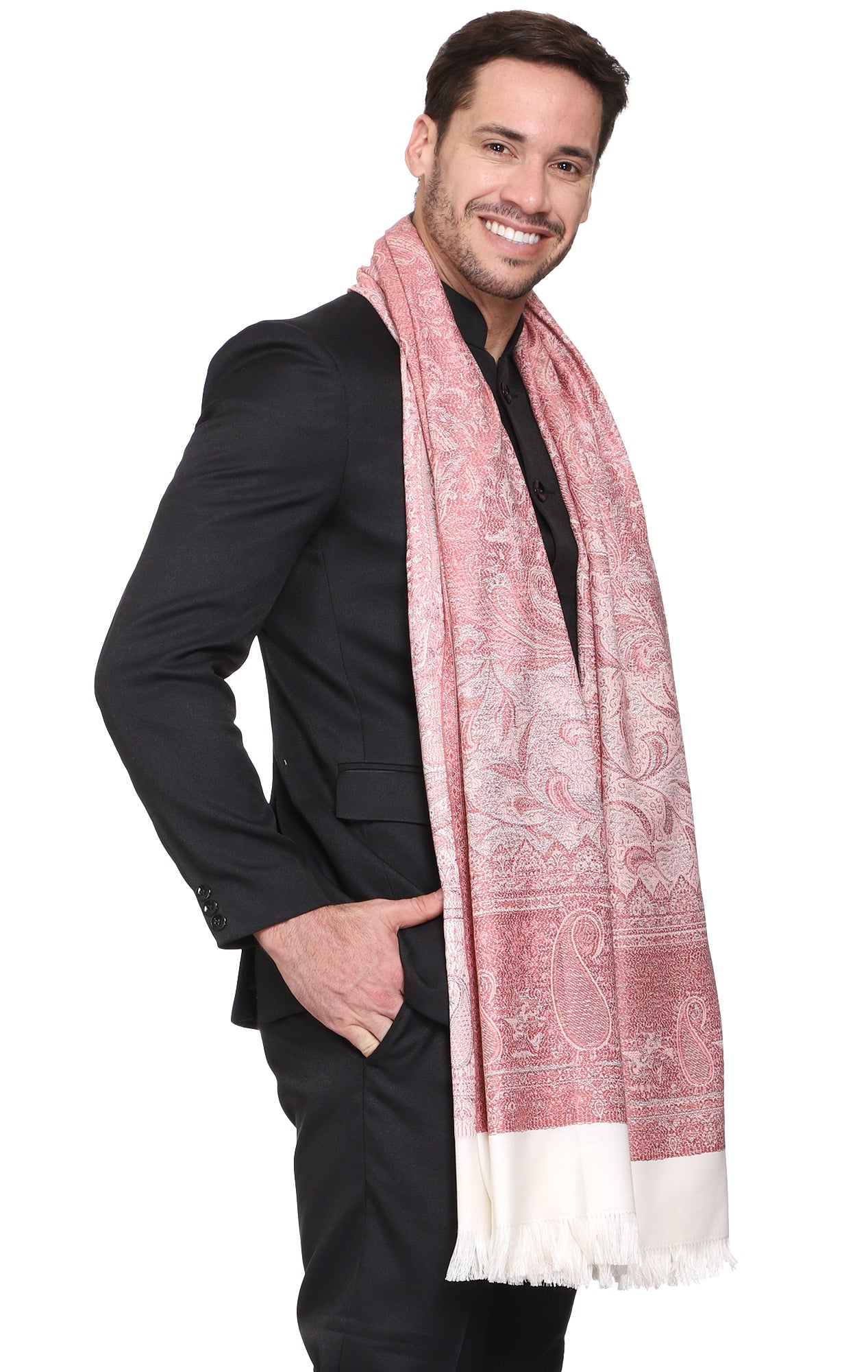 Men's Paisley Design Woven Poly Wool Blend Shawl