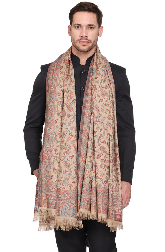 Men's Kalamkari Design Woven Poly Wool Shawl