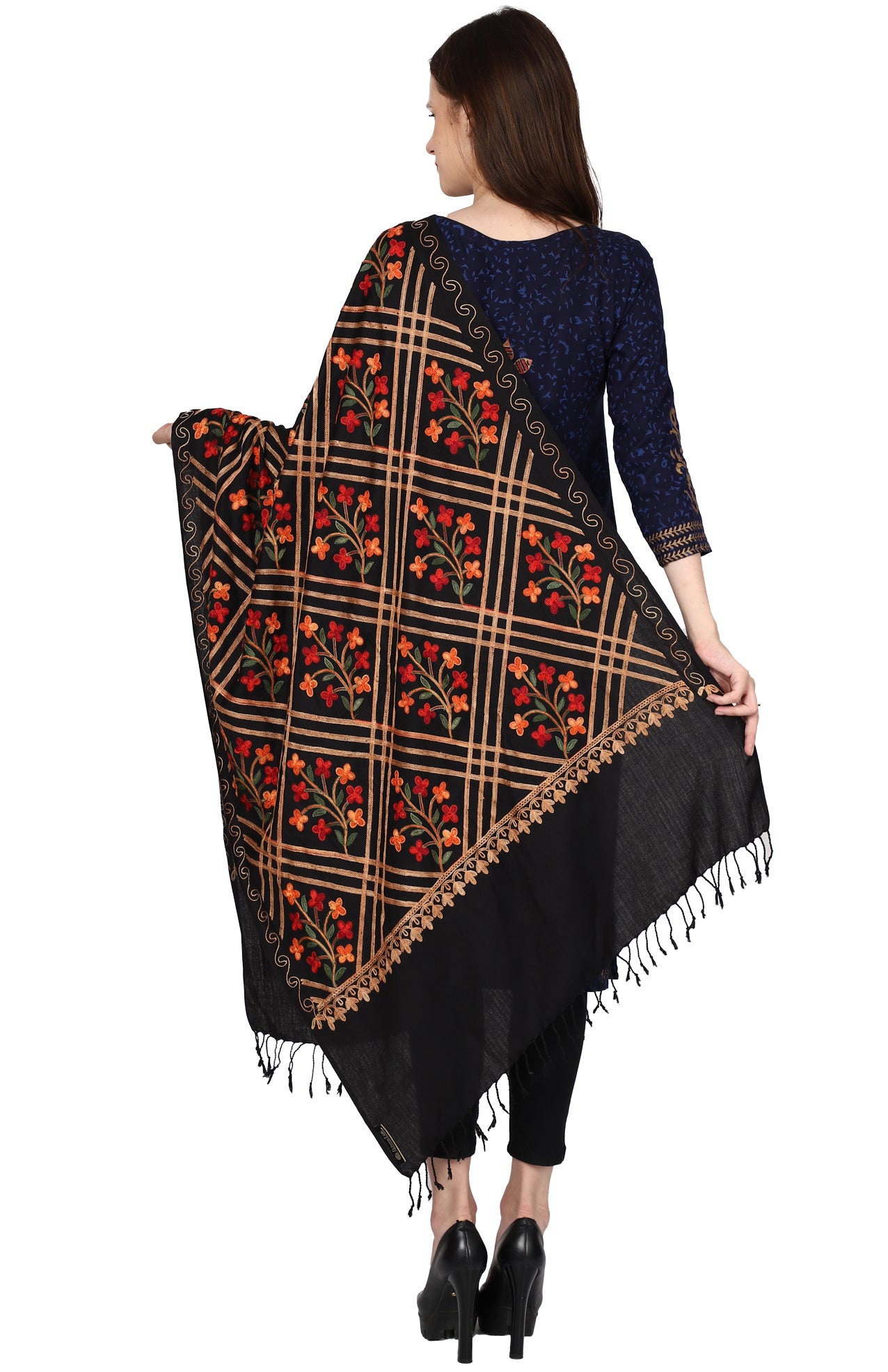 Women's Kashmiri Aari Embroided Floral Shawl