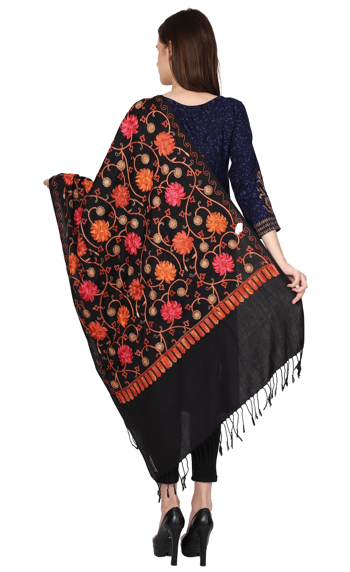 Women's Kashmiri Aari Embroided Floral Shawl