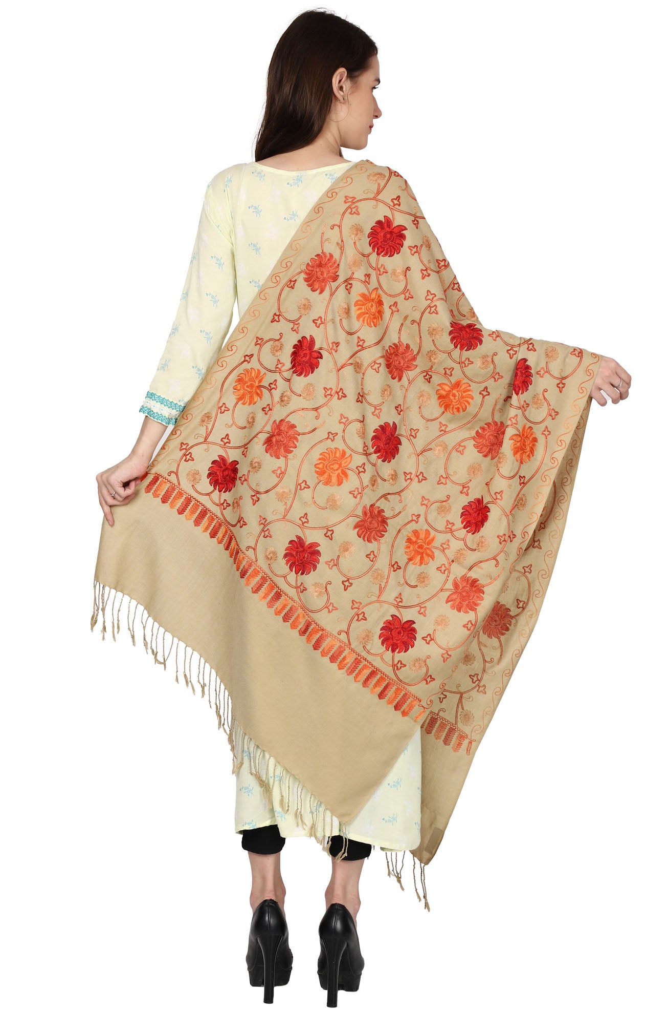 Women's Kashmiri Aari Embroided Floral Shawl