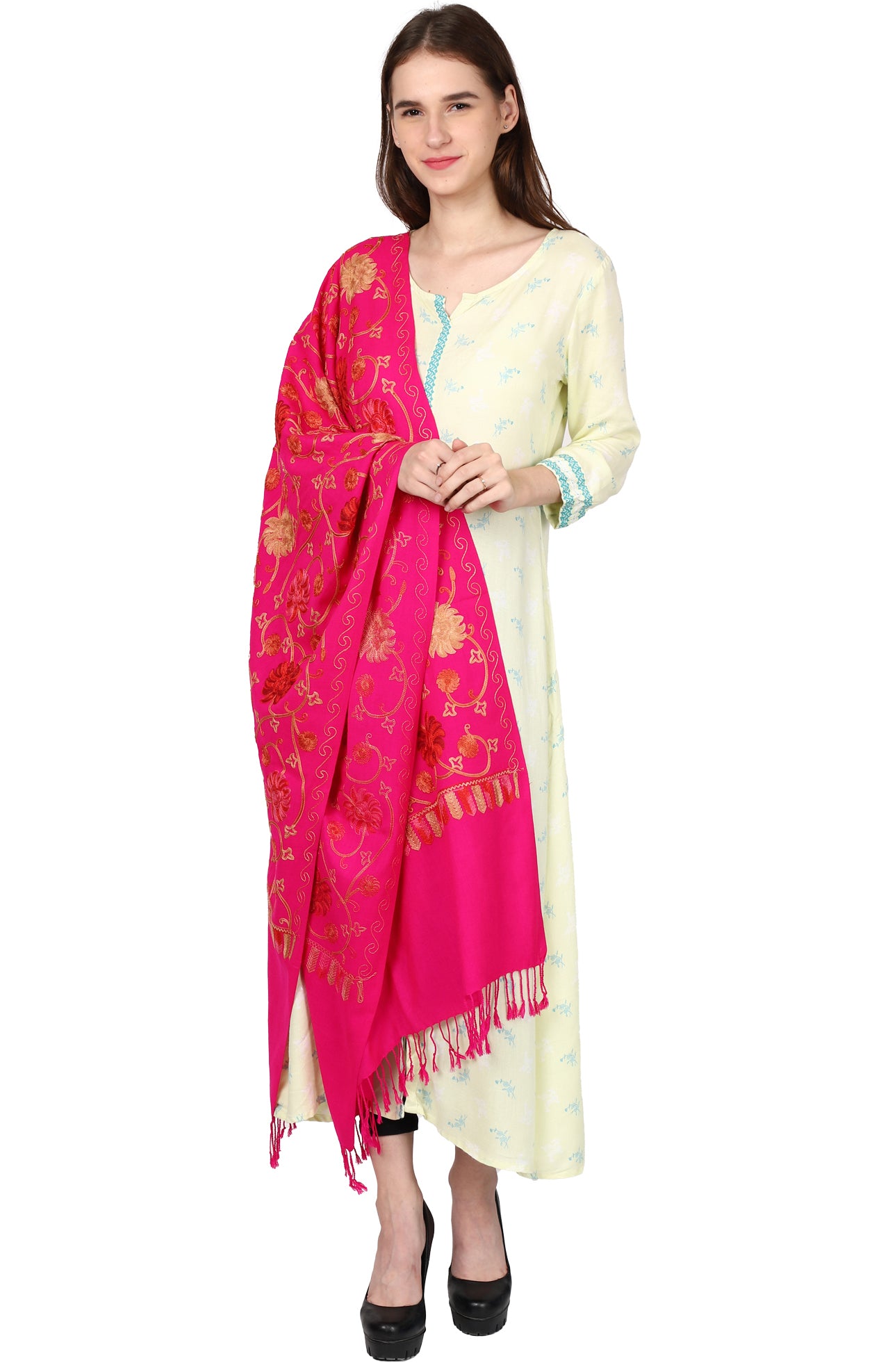 Women's Kashmiri Aari Embroided Floral Shawl