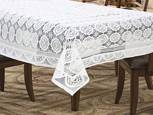 Weavers Villa Floral Cotton Net Rectangular 6 Seater Dining Table Cover (60x90 Inches, Pack of 1)