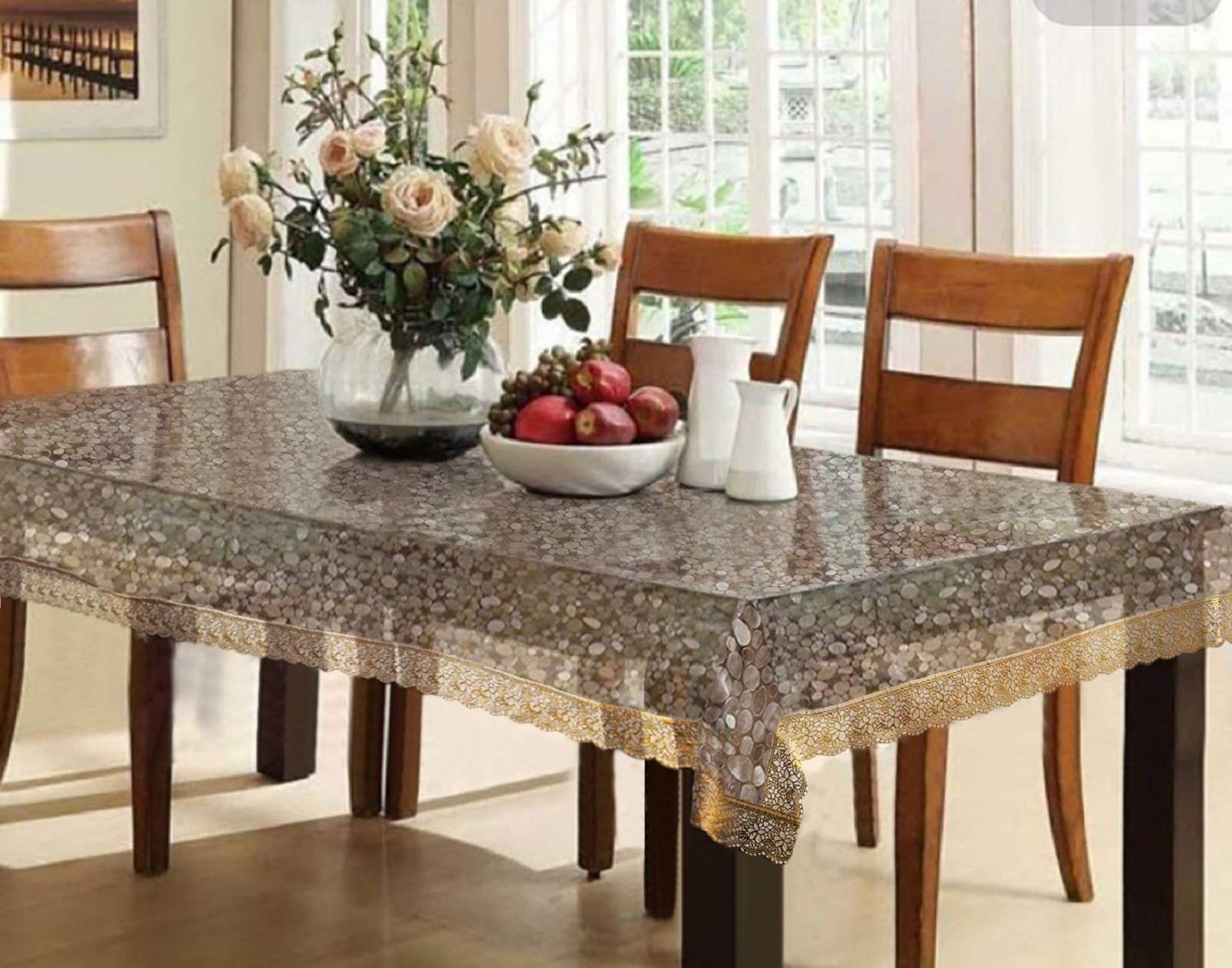 Weavers Villa PVC 6 Seater 3D Transparent Dining Table Cover