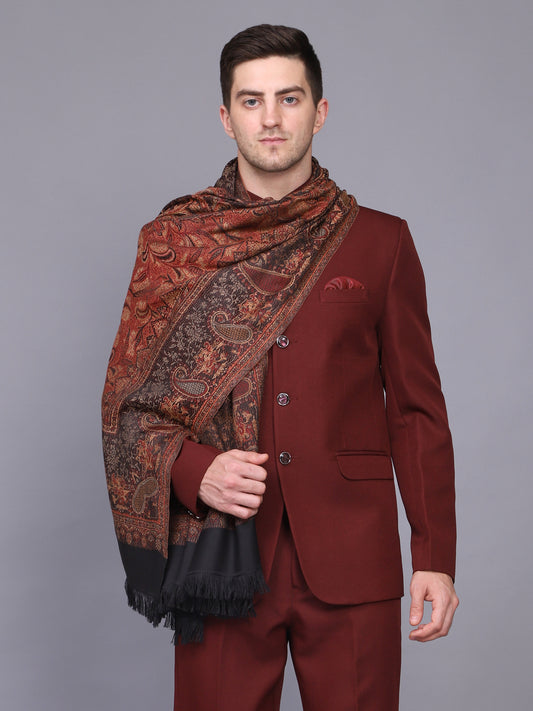 Men's Paisley Design Woven Poly Wool Blend Shawl