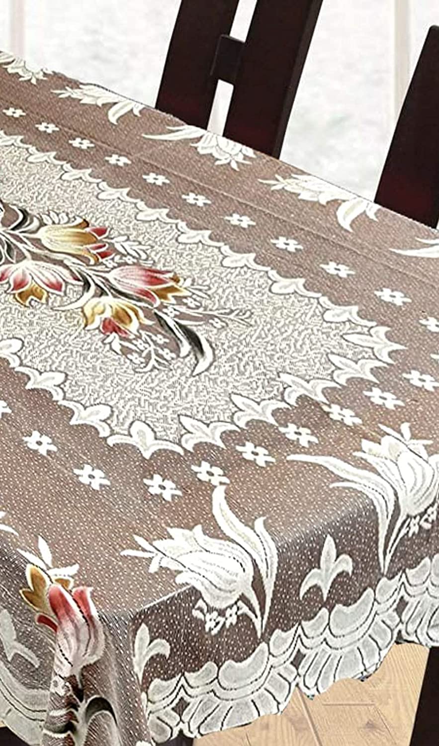 Weavers Villa Cotton flowered Rectangular 6 Seater Table Cover - ( Pack of 1)