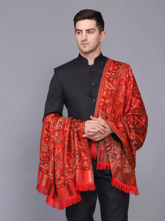 Men's Kalamkari Design Woven Acro Wool Blend Shawl