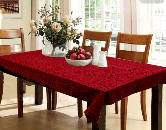 Weavers Villa Floral Cotton Net Rectangular 6 Seater Dining Table Cover (60x90 Inches, Pack of 1)