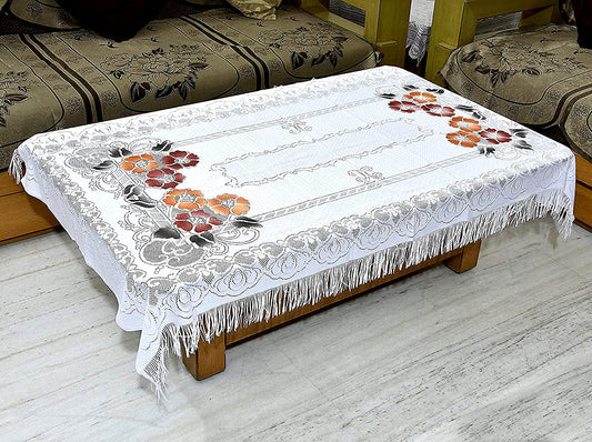 Weavers Villa Cotton Net Frills Center Table Cover 4 Seater (40 X 60 Inches)