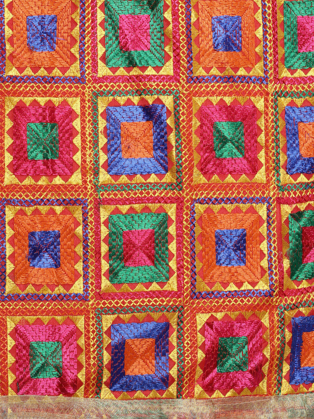 HV-PEACOCK — original Phulkari embroidery detail