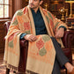Weavers Villa MS-124-BEIGE men's shawl styled on a premium model in a royal setting, view 2.
