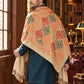 Weavers Villa MS-124-BEIGE men's shawl styled on a premium model in a royal setting, view 3.