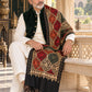 Weavers Villa MS-124-BLACK men's shawl styled on a premium model in a royal setting, view 2.