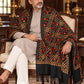 Weavers Villa MS-125-BLACK men's shawl styled on a premium model in a royal setting, view 2.