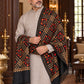 Weavers Villa MS-125-BLACK men's shawl styled on a premium model in a royal setting, view 4.
