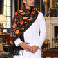 Men's Floral Embroided Cashmilon Shawl — black, premium model in a royal palace