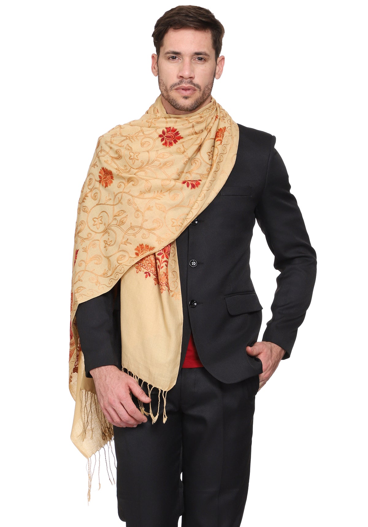 Men's Paisley Embroided Cashmilon Shawl