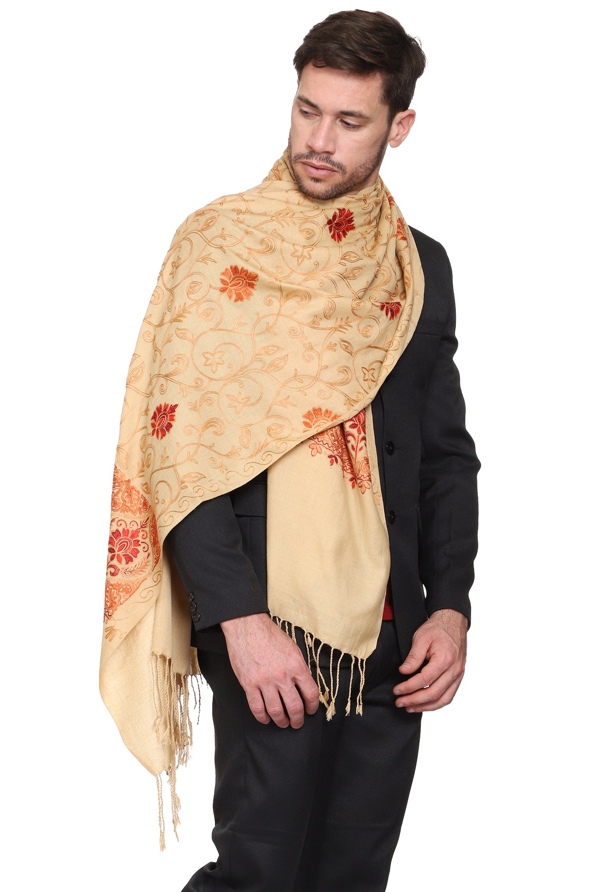 Men's Paisley Embroided Cashmilon Shawl