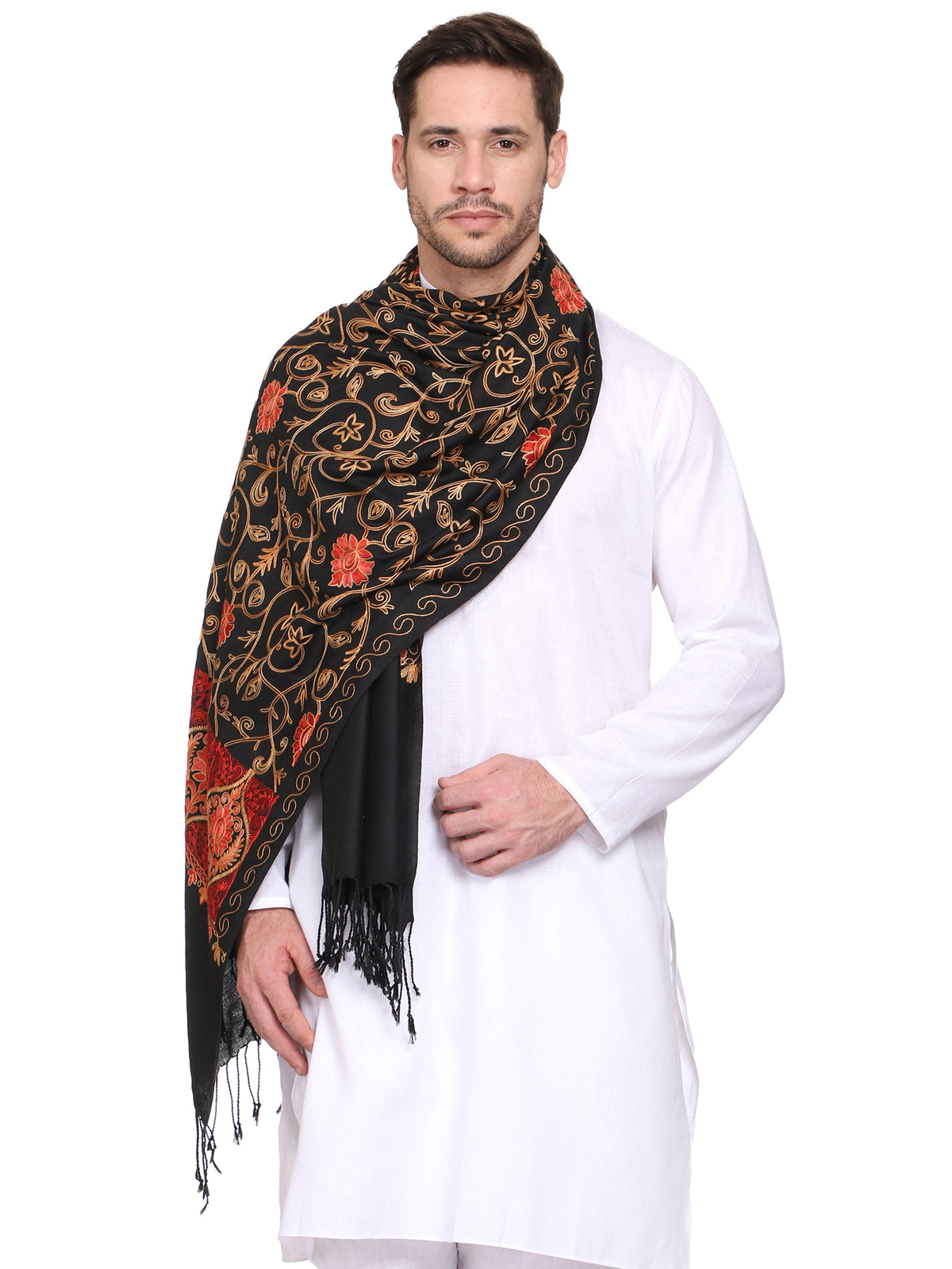 Men's Paisley Embroided Cashmilon Shawl
