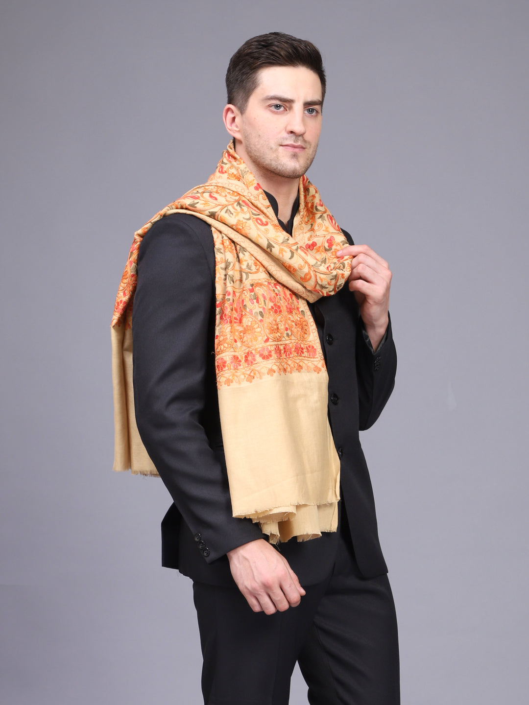 Men's Paisley Embroided Cashmilon Shawl