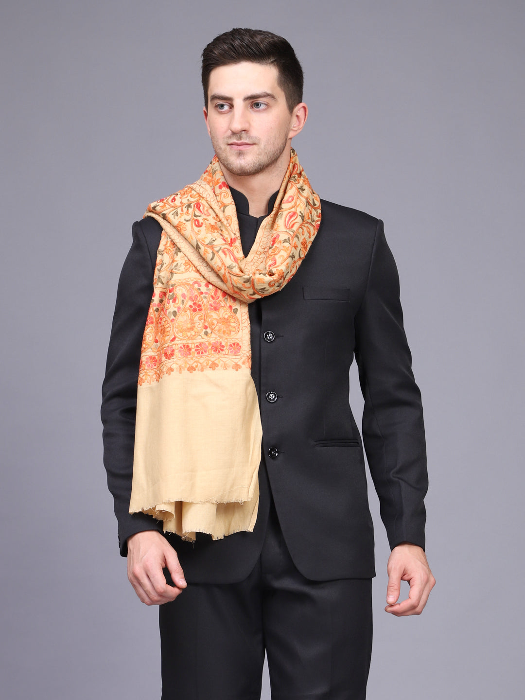 Men's Paisley Embroided Cashmilon Shawl