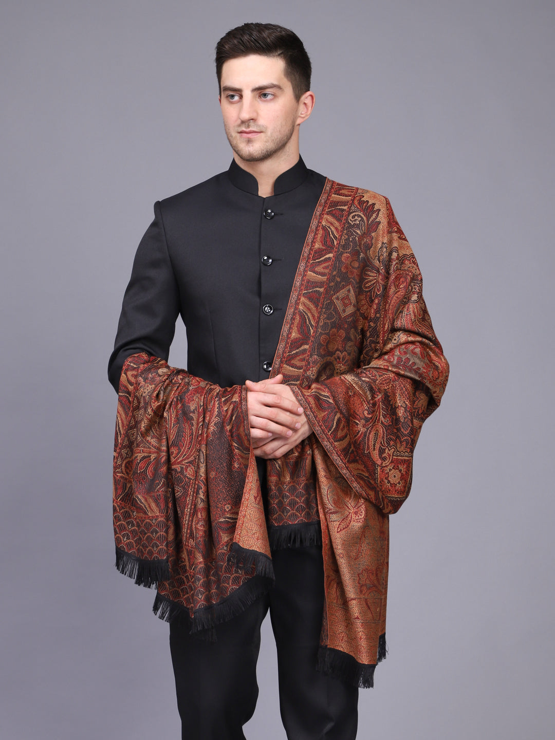 Men's Woven Poly Wool Blend Shawl