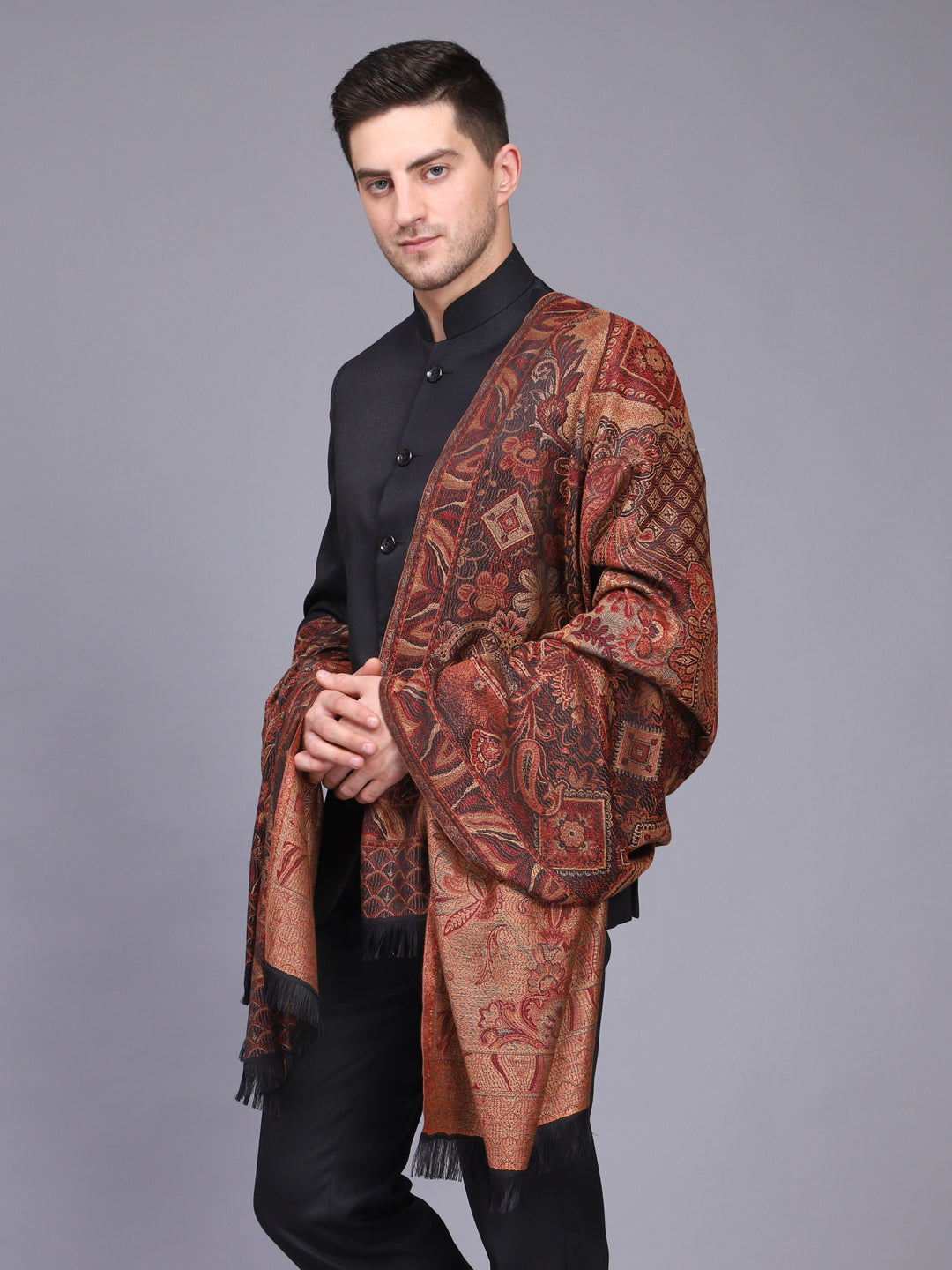 Men's Woven Poly Wool Blend Shawl