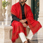 Weavers Villa MS-407-MAROON men's shawl styled on a premium model in a royal setting, view 2.