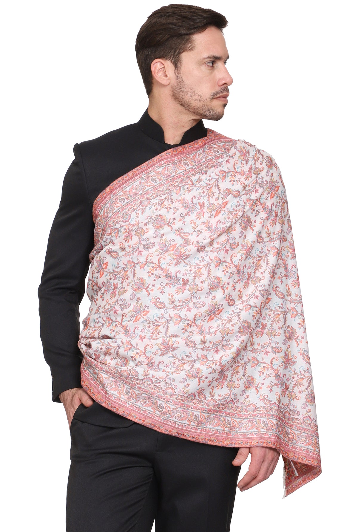 Men's Kalamkari Design Woven Poly Wool Shawl