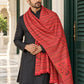 Weavers Villa MS-512-GAJARI men's shawl styled on a premium model in a royal setting, view 1.