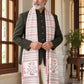 Weavers Villa MS-512-WHITE men's shawl styled on a premium model in a royal setting, view 1.