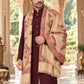 Weavers Villa MS-514-BEIGE men's shawl styled on a premium model in a royal setting, view 2.