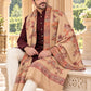 Weavers Villa MS-514-BEIGE men's shawl styled on a premium model in a royal setting, view 3.