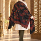 Weavers Villa MS-514-BLACK men's shawl styled on a premium model in a royal setting, view 3.