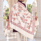 Weavers Villa MS-514-WHITE men's shawl styled on a premium model in a royal setting, view 3.