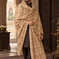 Beige checked men’s wool shawl in a flowing royal drape at a heritage palace