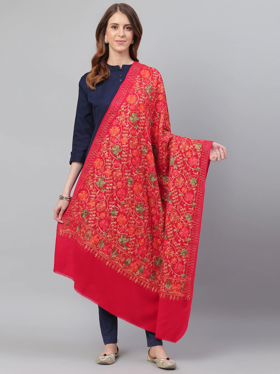 Women Aari Embroidered Shawl