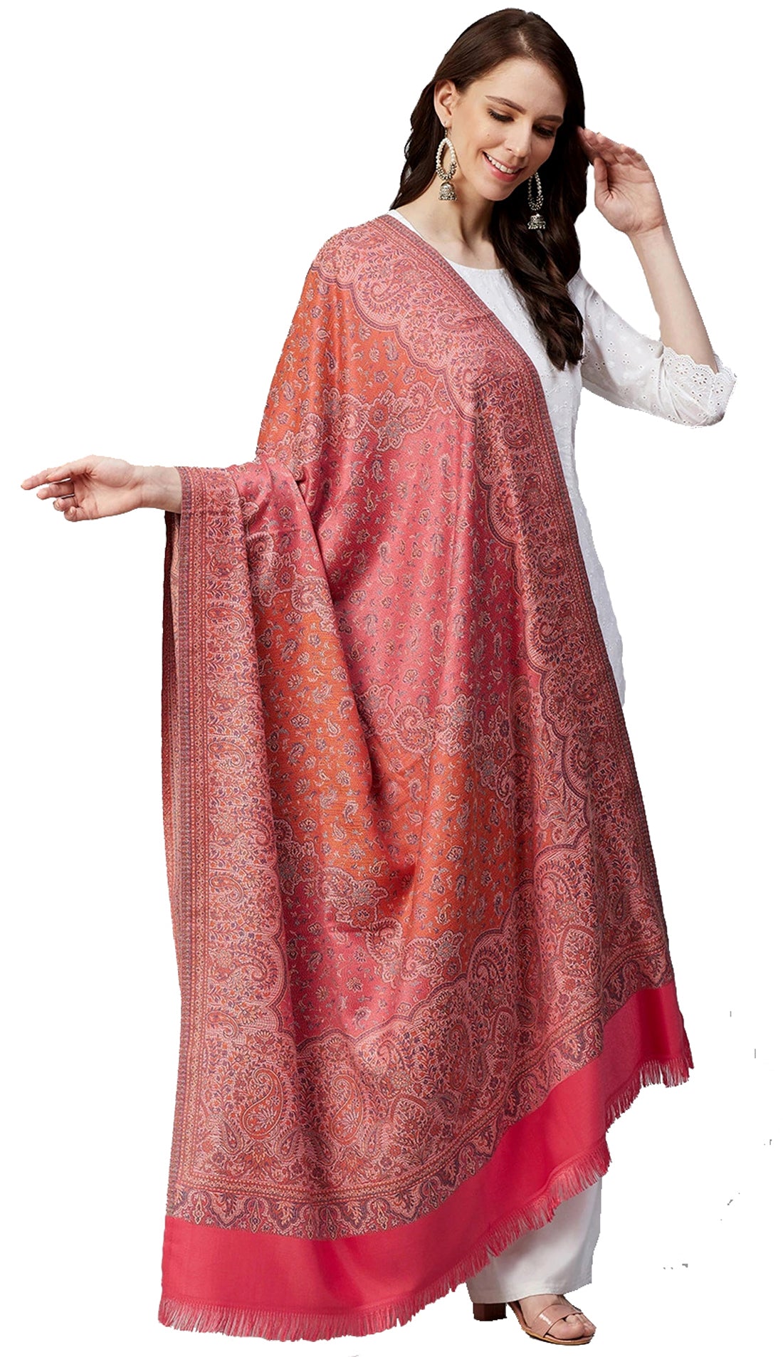 Women's Acro Wool Blend Woven Kashmiri Shawls