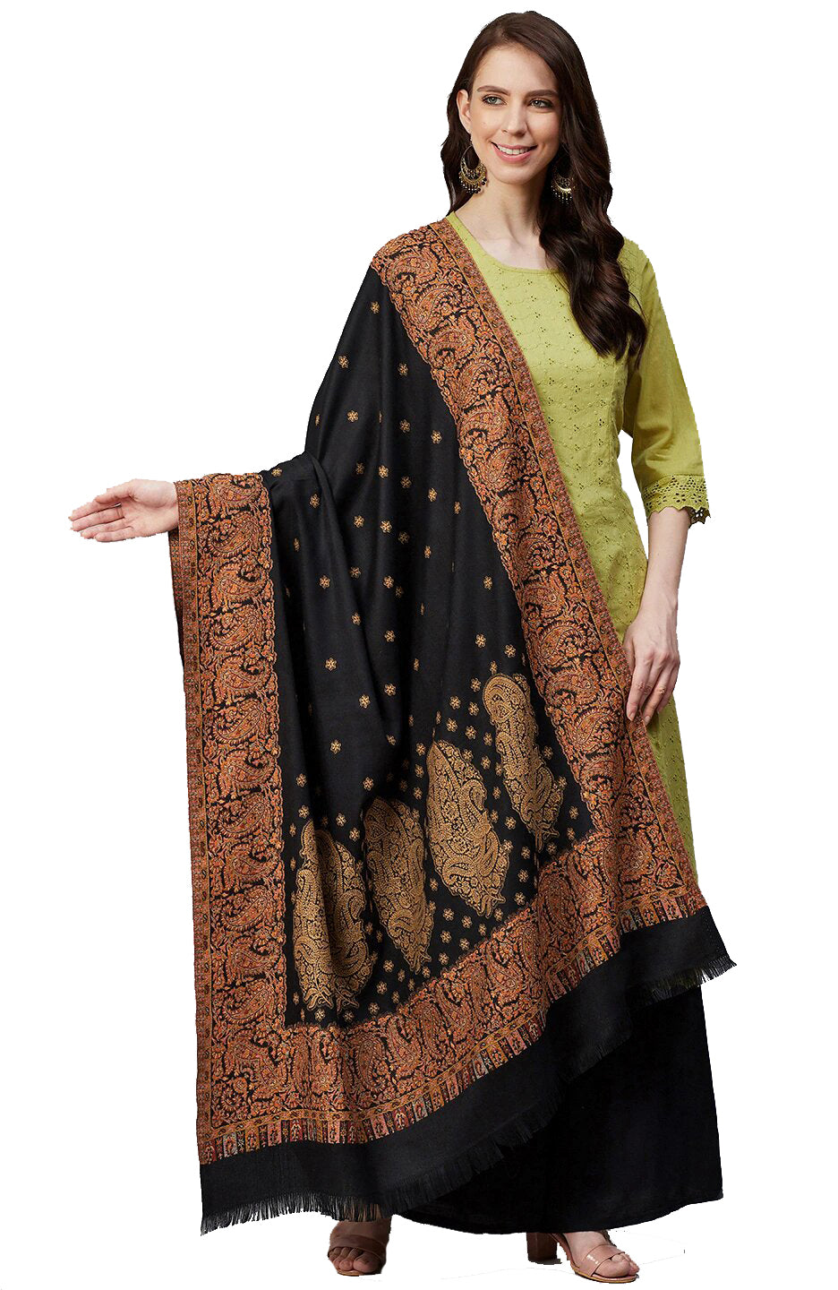 Women's Acro Wool Blend Woven Kashmiri Shawls