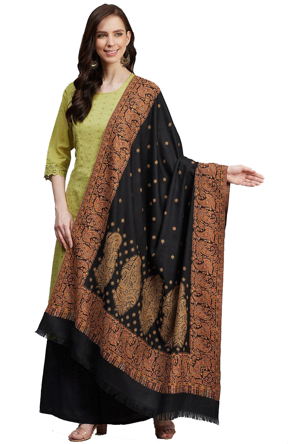 Women's Acro Wool Blend Woven Kashmiri Shawls