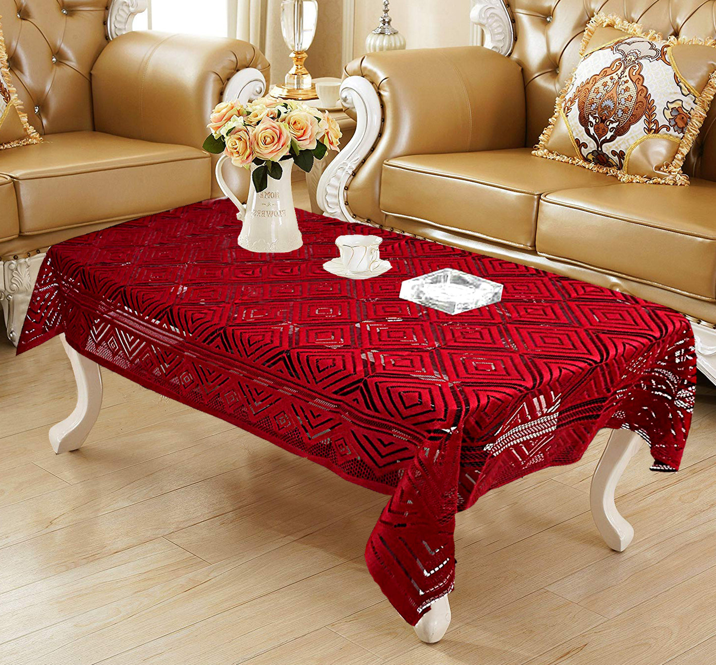 Weavers Villa Cotton Net 4 Seater Center Table Cover (40 X 60 Inches)