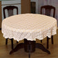Weavers Villa Floral Cotton Net 4 Seater Round Table Cover [White, 56 x 56 Inches]