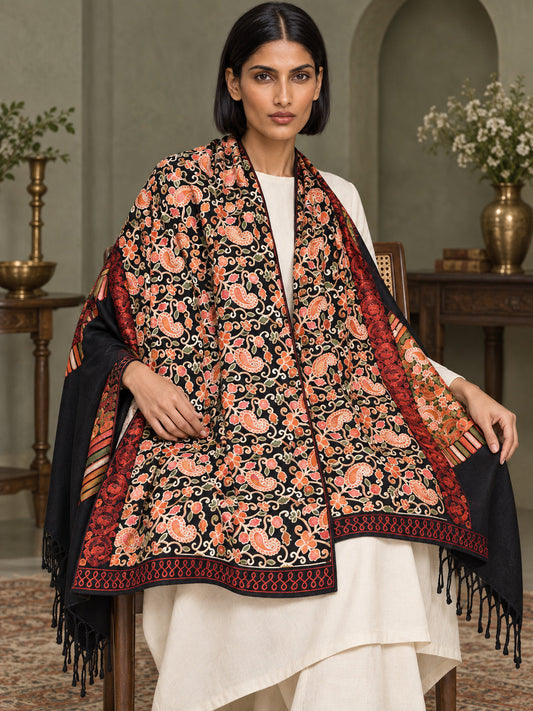 WV-111-BLACK | Woven stole | Elegant drape 1