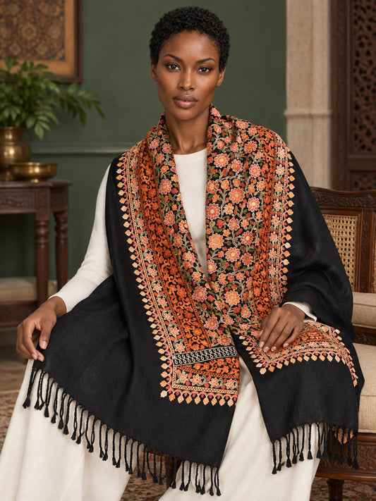 WV-113-BLACK | Woven stole | Elegant drape 1