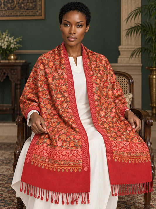 WV-113-RED | Woven stole | Elegant drape 1