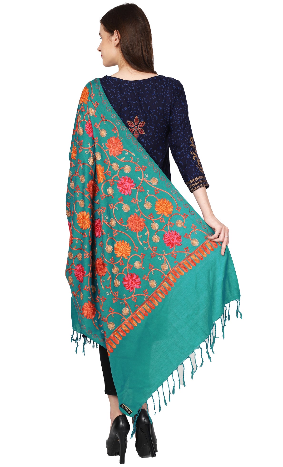 Women's Kashmiri Aari Embroided Floral Shawl
