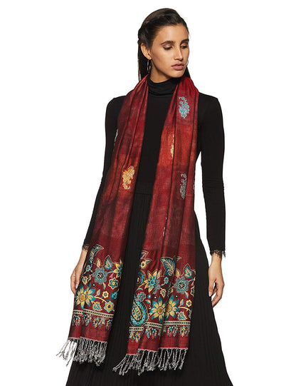 Floral Woven Reversible Viscose Stole