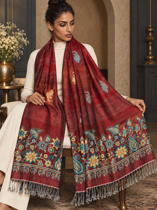 WV-503-RED | Woven stole | Elegant drape 1