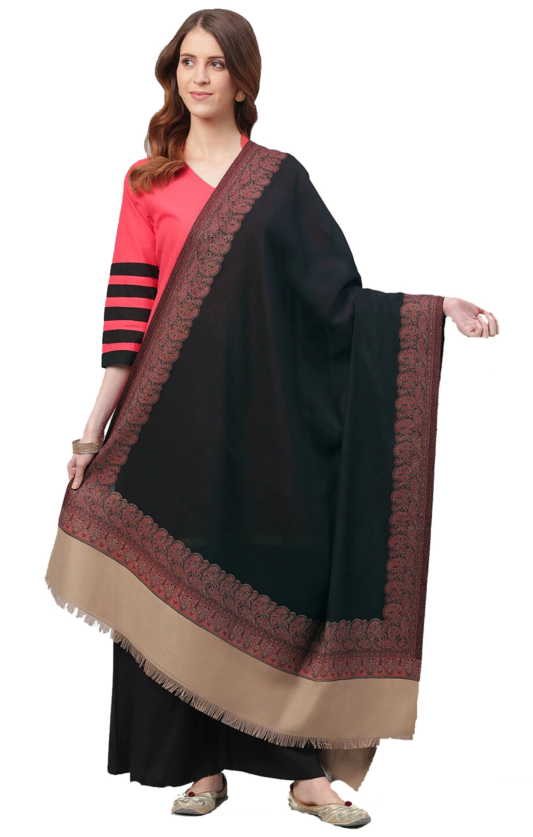 Weavers Villa Women's Acro Wool Blend Woven Kashmiri Shawls