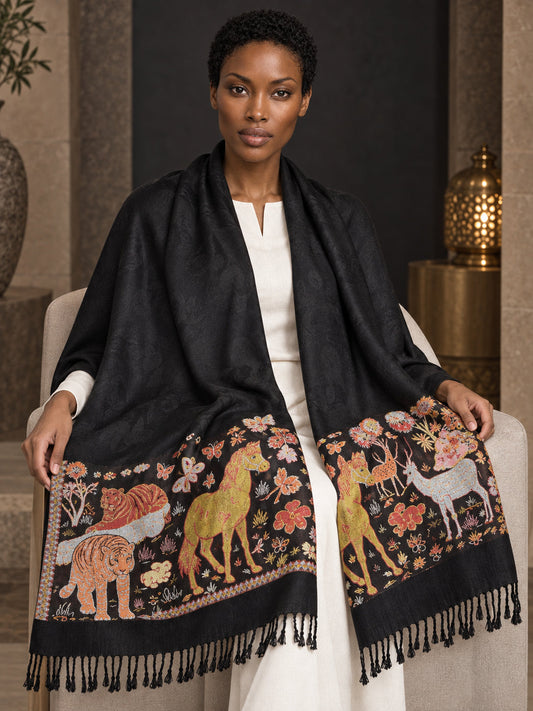 WV-604-BLACK | Woven stole | Elegant drape 1